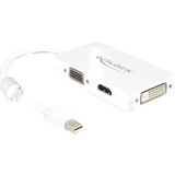 DeLOCK 0.16m DisplayPort/VGA + HDMI + DVI 0,16 m Mini DisplayPort VGA (D-Sub)+ HDMI + DVI Bianco bianco, 0,16 m, Mini DisplayPort, VGA (D-Sub)+ HDMI + DVI, Maschio, Femmina, 1920 x 1200 Pixel