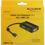 DeLOCK 0.16m DisplayPort/VGA + HDMI + DVI 0,16 m Mini DisplayPort VGA (D-Sub)+ HDMI + DVI Nero Nero, 0,16 m, Mini DisplayPort, VGA (D-Sub)+ HDMI + DVI, Maschio, Femmina, 1920 x 1200 Pixel