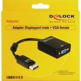 DeLOCK 61848 cavo e adattatore video 0,125 m VGA (D-Sub) DisplayPort Nero Nero, 0,125 m, VGA (D-Sub), DisplayPort, Maschio, Femmina, Nero