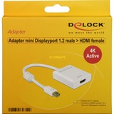 DeLOCK 62612 cavo e adattatore video 0,2 m Mini DisplayPort HDMI tipo A (Standard) Bianco bianco, 0,2 m, Mini DisplayPort, HDMI tipo A (Standard), Maschio, Femmina, Oro