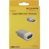 DeLOCK 65472 adattatore per inversione del genere dei cavi HDMI-A VGA Bianco grigio, HDMI-A, VGA, Bianco