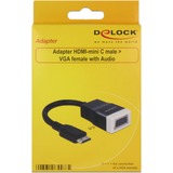 DeLOCK 65588 cavo e adattatore video HDMI Type C (Mini) VGA (D-Sub) + 3.5mm Nero HDMI Type C (Mini), VGA (D-Sub) + 3.5mm, Maschio, Femmina, 1920 x 1200 Pixel, Nero