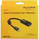 DeLOCK Adapter mini Displayport / HDMI 0,18 m HDMI tipo A (Standard) Nero Nero, 0,18 m, Mini DisplayPort, HDMI tipo A (Standard), Maschio, Femmina, Nero