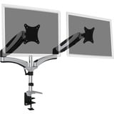 Digitus Doppio porta monitor universale da tavolo con molla a gas, Base per monitor argento/Nero, Morsa, 8 kg, 43,2 cm (17"), 68,6 cm (27"), 100 x 100 mm, Nero, Argento