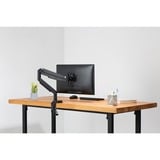 Digitus Porta monitor universale singolo con molla a gas e montaggio a incastro, Base per monitor Nero, Morsa, 9 kg, 38,1 cm (15"), 81,3 cm (32"), 100 x 100 mm, Nero