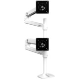 Ergotron LX Series LX Dual Stacking Arm 101,6 cm (40") Bianco Scrivania bianco, Morsa, 9,1 kg, 101,6 cm (40"), 100 x 100 mm, Regolazione altezza, Bianco