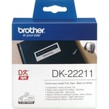 Brother DK-22211 nastro per etichettatrice Nero su bianco, Nastro di scrittura Nero su bianco, 1 pz, DK, Nero, Bianco, Termica diretta, Cina