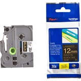 Brother Nastro per etichettatura 12mm, Nastro di scrittura Oro su nero, TZe, Trasferimento termico, Brother, PT-1280HK, PT-1280SN, PT-1280KT, PT-D200HK, PT-1100SN, PT-1100KT, PT-2100VP, PT-2730, PT-7600,..., 1,2 cm