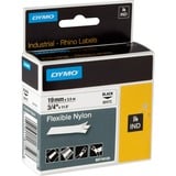 Dymo Rhino etichette industriali flessibili in nylon autoadesive | rotolo da 19 mm x 3,5 m | stampa nera su bianco, Nastro di scrittura 5 m | stampa nera su bianco, Nero su bianco, Multicolore, Nylon, -10 - 80 °C, UL 969, DYMO