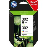 HP Confezione da 2 cartucce d'inchiostro nero/tricromia originali 302 Nero, Resa standard, Inchiostro colorato, Inchiostro a base di pigmento, 3,5 ml, 4 ml, 2 pz