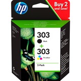 HP Confezione da 2 cartucce di inchiostro nero/in tricromia originali 303 Resa standard, Inchiostro a base di pigmento, Inchiostro colorato, 4 ml, 4 ml, 2 pz