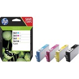 HP Confezione da 4 cartucce originali di inchiostro nero/ciano/magenta/giallo 364 Resa standard, Inchiostro a base di pigmento, Inchiostro colorato, 6 ml, 3 ml, 4 pz