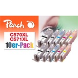 Peach 0F319980 cartuccia d'inchiostro 10 pz Nero, Ciano, Magenta, Nero per foto, Giallo Inchiostro a base di pigmento, Inchiostro colorato, 13 ml, 10 pz, Confezione multipla