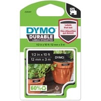 Dymo D1 - Durable Etichette - Bianco su nero - 12mm x 3m, Nastro di scrittura Bianco su nero, Nero, Vinile, Belgio, -40 - 80 °C, DYMO