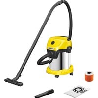 Kärcher WD 3 S V-17/4/20 17 L Aspiratore a cilindro Secco e bagnato 1000 W Sacchetto per la polvere, Aspira bagnato / asciutto giallo/in acciaio inox, 1000 W, Aspiratore a cilindro, Secco e bagnato, Sacchetto per la polvere, 17 L, Filtro