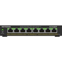 Netgear 8-Port Gigabit Ethernet PoE+ Plus Switch (GS308EP) Gestito L2/L3 Gigabit Ethernet (10/100/1000) Supporto Power over Ethernet (PoE) Nero, Interruttore Nero, Gestito, L2/L3, Gigabit Ethernet (10/100/1000), Full duplex, Supporto Power over Ethernet (PoE)