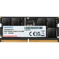 ADATA AD5S560032G-S memoria 32 GB 1 x 32 GB DDR5 Data Integrity Check (verifica integrità dati) Nero, 32 GB, 1 x 32 GB, DDR5, 5600 MHz, 262-pin SO-DIMM