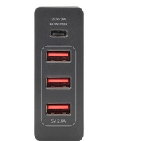 Digitus Caricabatterie USB universale 4 porte, USB Type-C™ Nero, USB Type-C™, Interno, AC, 20 V, 1,2 m, Nero