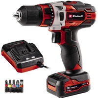 EINHELL Avvitatore a batteria TE-CD 12/1 Li, 12Volt, Trapano avvitatore rosso/Nero