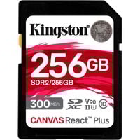 Kingston 256GB Canvas React Plus SDXC UHS-II 300R/260W U3 V90 for Full HD/4K/8K, Scheda di memoria Nero, 256 GB, SD, Classe 10, UHS-II, 300 MB/s, 260 MB/s
