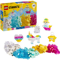 Classic 11040 Scatola Magica Trasparente, Mattoncini Colorati per Unicorni Giocattolo, Draghi, Uccelli e altro, Bambini5+, Giochi di costruzione