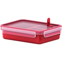 Emsa Clip & Micro Contenitore Microonde con Inserti, Rosso, 1.2L con inserti, Casella rosso, Rosso, 1.2L con inserti, Scatola, Rettangolare, 1,2 L, Rosso, Trasparente, Plastica, Germania