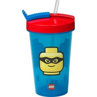 Room Copenhagen Bicchiere LEGO con cannuccia Iconic classic Bright Blue, Coppa blu/Rosso