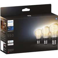 Philips Hue White Ambiance Lampada a Filamento E27 A60 Confezione da Tre 550, Lampada a LED 