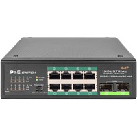 Digitus Switch Gigabit PoE+ di livello industriale a 8 porte con 2 porte uplink SFP, Interruttore Non gestito, Gigabit Ethernet (10/100/1000), Supporto Power over Ethernet (PoE)