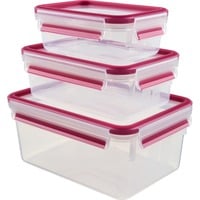 Emsa 515584 recipiente per cibo Rettangolare Scatola Verde, Trasparente 3 pz, Casella trasparente/Lampone, Scatola, Rettangolare, Verde, Trasparente, Elastomero Termoplastico (TPE), Germania, 3 pz