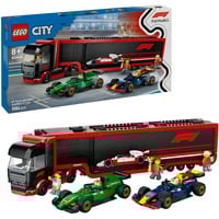 LEGO City Autotrasportatore F1® con monoposto RB20 e AMR24 F1®, Giochi di costruzione Set da costruzione, 8 anno/i, Plastica, 1086 pz, 1,76 kg