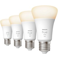 Philips Hue Philips Hue White 4 Lampadine Smart E27 60 W, Lampada a LED Philips Hue White 4 Lampadine Smart E27 60 W, Lampadina intelligente, Bianco, Bluetooth/Zigbee, LED, E27, Bianco caldo