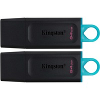 Kingston DataTraveler Drive Flash USB 3.2 Nero + Verde ottanio - 2 pezzi - ® Exodia, Chiavetta USB Nero/Turchese, 64 GB, USB tipo A, 3.2 Gen 1 (3.1 Gen 1), Cuffia, 22 g, Nero, Turchese