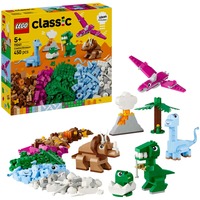 Classic 11041 Dinosauri Creativi, Giochi Bambini 5+, Colorati Animali Giocattolo da Costruire come T. Rex e Triceratopo, Giochi di costruzione