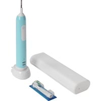 Procter & Gamble Oral-B Pro 1 Cross Action Caribbean Blue con custodia da viaggio, Spazzolino da denti elettrico blu