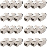 Digitus Modulo Keystone CAT 6A, schermato con supporto dei cavi intelligente, kit (24 pezzi), Modulo di Keystone argento, schermato con supporto dei cavi intelligente, kit (24 pezzi), Argento, 14,5 x 35,3 x 19,5 mm, 19 g, -10 - 60 °C, 24 pz, Cina