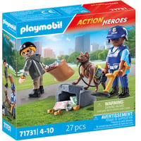 PLAYMOBIL Action Heroes Ricerca di tracce con cane, Giochi di costruzione 