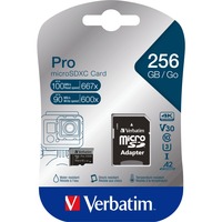 Verbatim Pro U3 256GB microSDXC, Scheda di memoria Nero
