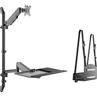 Image of Postazione di lavoro flessibile per lavorare in piedi o seduti, montaggio a parete, schermo singolo