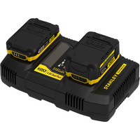Stanley Caricabatterie rapido a doppio vano V20 (18V / 4A) per batterie V20 Nero/Giallo