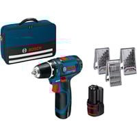 Bosch GSR 12V-15 Professional 1300 Giri/min 600 g Nero, Blu, Trapano avvitatore blu/Nero, Trapano con impugnatura a pistola, Nero, Blu, 1 cm, 1300 Giri/min, 1,9 cm, 1 cm