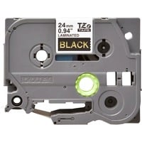 Brother Nastro per etichettatura 24mm, Nastro di scrittura Oro su nero, TZe, Trasferimento termico, Brother, PT-7600, PT-2430PC, PT-2700, PT-2730, PT-9600, PT-9700PC, PT-9800PCN, 2,4 cm