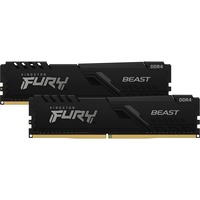 Kingston FURY FURY Beast memoria 16 GB 2 x 8 GB DDR4 3200 MHz Nero, 16 GB, 2 x 8 GB, DDR4, 3200 MHz, 288-pin DIMM