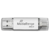 MediaRange Chiavetta di memoria combo 256 GB, Chiavetta USB argento/trasparente
