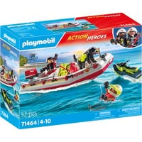 PLAYMOBIL City Action Barca dei pompieri con Aqua Scooter, Giochi di costruzione 