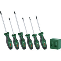 Bosch Set di cacciaviti + magnetizzatore, 6 pezzi, Cacciavite verde/Nero