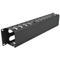 DeLOCK 66553 porta accessori Pannello di gestione del cavo, Instradamento dei cavi Nero, Pannello di gestione del cavo, Nero, Metallo, 2U, 48,3 cm (19"), 88,9 mm