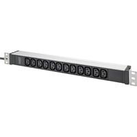 Digitus Multipresa 19" PDU con profilo in alluminio, 12 prese C13, Ciabatta Nero/alluminio