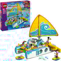 Friends 42664 Avventura sul Catamarano, Set con Barca Giocattolo, 4 Mini Bamboline e 2 Delfino, Idea Regalo 8+ Anni, Giochi di costruzione