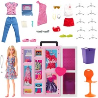 Image of Armadio dei Sogni Playset con bambola bionda, largo più di 60 cm, 15+ aree per riporre gli accessori, specchio, scivolo per biancheria, accessori, Giocattolo per Bambini 3+ Anni